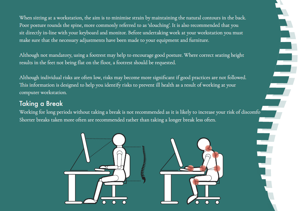 Guidance on taking breaks and maintaining good posture at your workstation